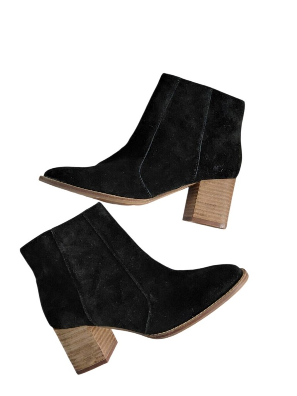 NEW Madewell Bryce Black Suede Stacked Heel Ankle Boots Women's Size 7 Booties